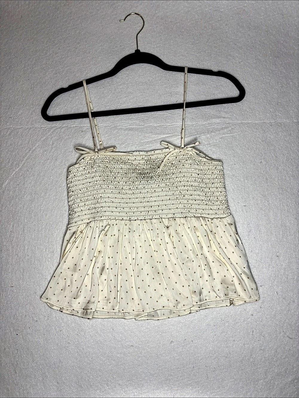 American Eagle Cream Peplum Polka Dot Camisole Size Medium